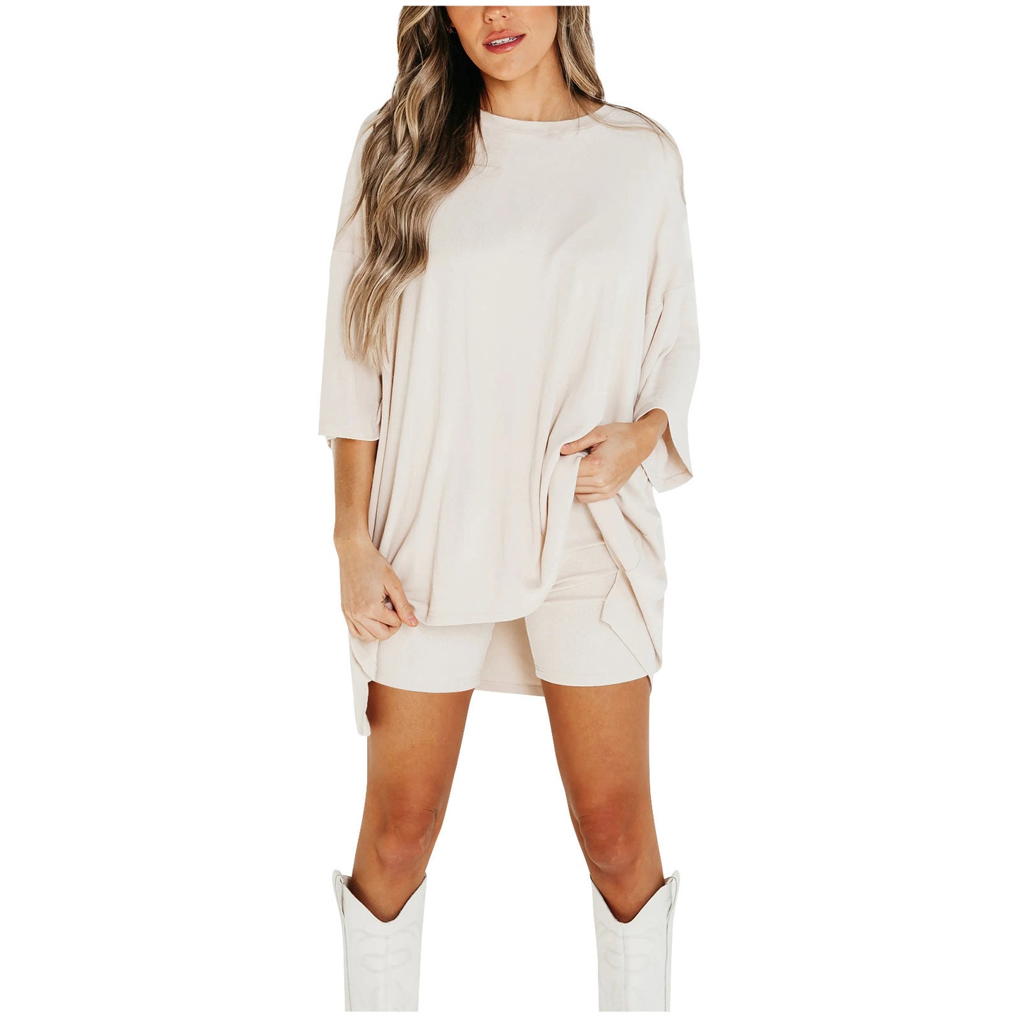 Summer Shorts Suit Fashion Loose Short-sleeved T-shirt And Slim