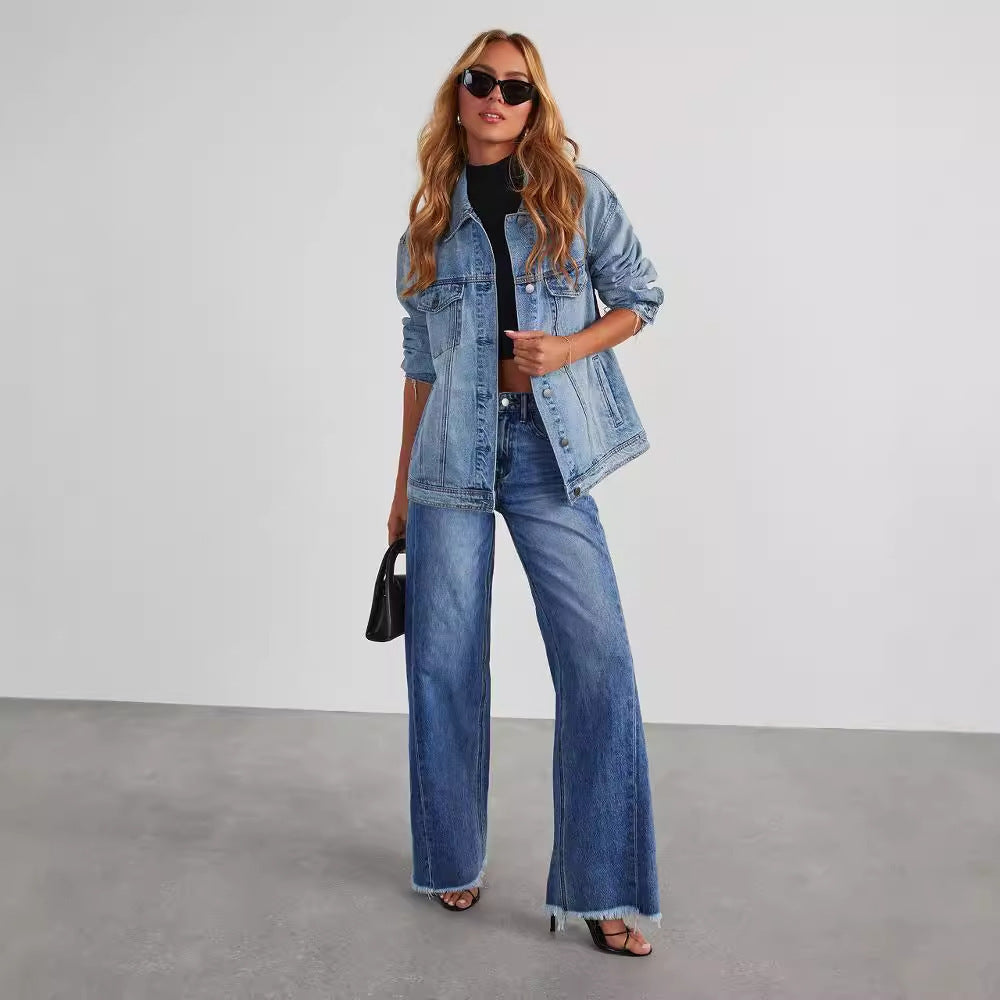 Fashion High Waist Jeans With Pockets Comfortable