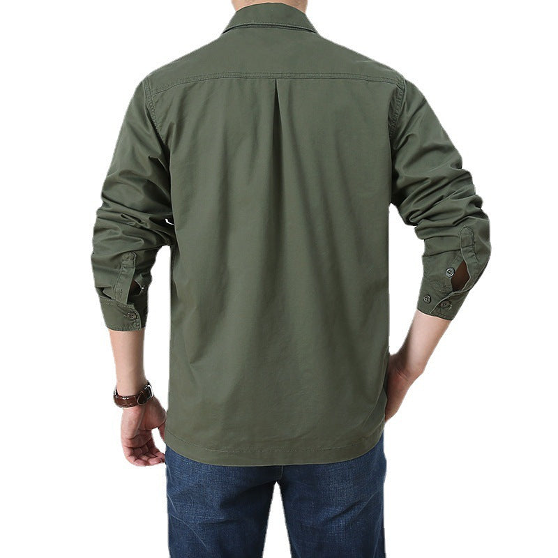 Four Seasons Long Sleeve Shirt Men's Thin Casual Plus Size