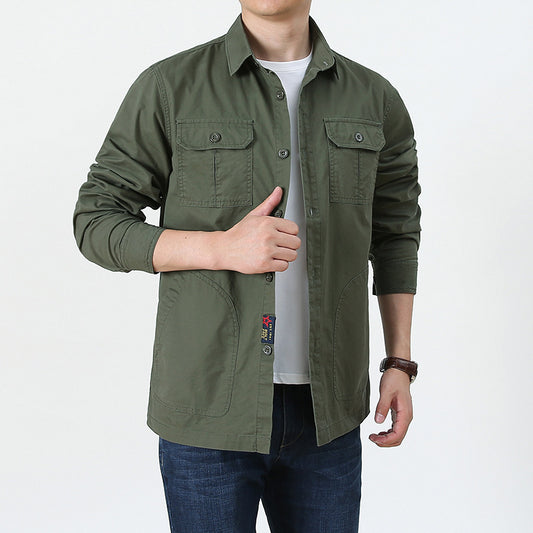 Four Seasons Long Sleeve Shirt Men's Thin Casual Plus Size
