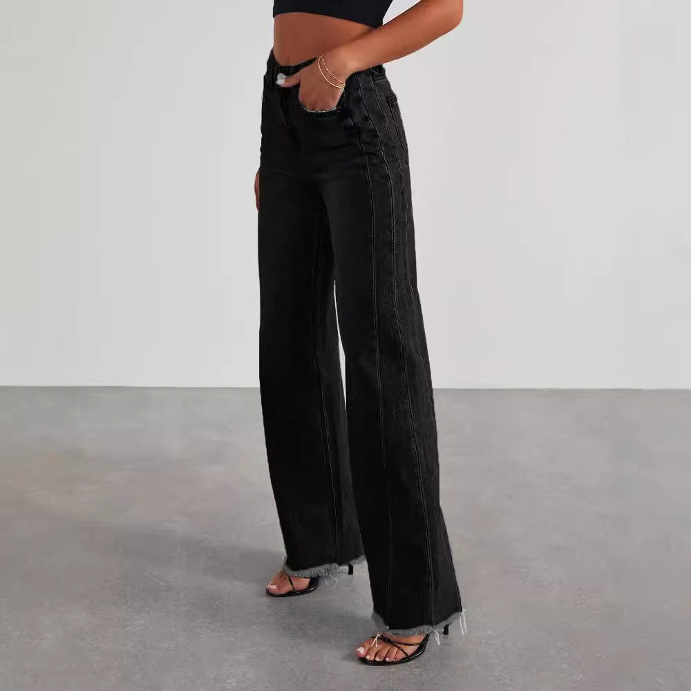 Fashion High Waist Jeans With Pockets Comfortable